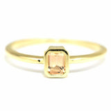 1ct Emerald Morganite Bezel Set Solitaire Engagement Ring 14k Yellow Gold Finish