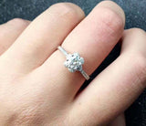 2.4ct Engagement Ring Round Cut Diamond Flower Design 14k White Gold Finish
