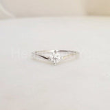 0.5ct Round Cut Moissanite Solitaire Curved Bridal Set 14k White Gold Plated