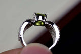 2.4ct Engagement Ring Round Cut Green Peridot Split Shank 14k White Gold Finish