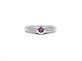 0.5ct Round Cut Simulated Ruby Solitaire with Accents Ring 14k White Gold Plated