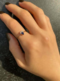 0.3ct Engagement Ring Pear Cut Blue Tanzanite Minimalist 14k Yellow Gold Finish