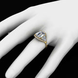3ct Emerald Cut Diamond Trillion Sides Halo Engagement Ring 14k White Gold Over