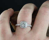 1.5ct Round Cut VVS1D Diamond Engagement Ring Milgrain Halo 14k WhiteGold Finish