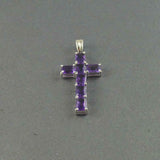 1.5ct Amethyst Pendant Emerald Cut Christ Cross 14k White Gold Finish NO CHAIN