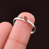 0.23ct Engagement Ring Round Cut Red Garnet Solitaire 14k White Gold Finish