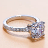 2.1ct Round Cut Moissanite Accented Pave Engagement Ring 14K White Gold Plated