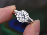 2ct Engagement Ring Round Cut Diamond Bridal Set Halo Design 14k White Gold Over