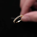 0.5ct Round Cut Moissanite Minimalist Crown Wedding Band 14k Yellow Gold Plated