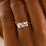 0.3ct Baguette Cut Simulated Diamond Minimalist Ring 14k Yellow Gold Plated