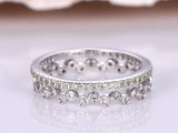 Eternity Bezel Set Engagement Ring 1.4ct Round Cut Diamond 14k White Gold Finish