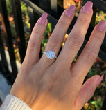 2Ct Round Cut Diamond Delicate Halo Engagement Women Ring 14K White Gold Finish