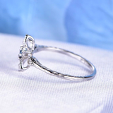 0.3ct Round Blue Sapphire Engagement Ring Floral Diamond Halo 14k WhiteGold Over