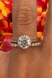 2.1ct Round Cut Moissanite Art Deco Solitaire Bridal Set 14k Yellow Gold Plated