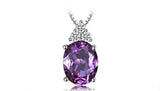 2ct Purple Amethyst Pendant Oval Cut Diamond Petite 14k White Gold Over NO CHAIN