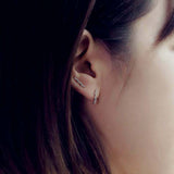 1.2ct Round Cut Diamond Geometric Minimal Stud Earrings 14k White Gold Finish