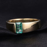 1ct Green Emerald Cut Engagement Ring Tension Set Solitaire 14k Yellow Gold Over