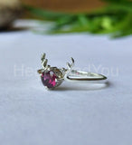 0.5ct Round Cut Simulated Ruby Dear Design Engagement Ring 14k White Gold Plated