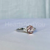 1ct Oval Cut Simulated Peach Morganite Petite Engage Ring 14k White Gold Plated