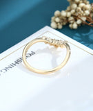 0.35ct Round Cut Moissanite Curved Women Wedding Band 14k Yellow Gold Plated
