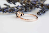 Trilogy Solitaire Engagement Ring 1.5ct Round Black Diamond 14k Rose Gold Finish