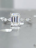 2.3ct Emerald Simulated Diamond Single Prong Accents Ring 14k White Gold Plated