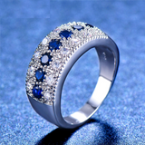 4ct Round Cut Blue Sapphire Wedding Band Ring 14k WhiteGold Finish Half Eternity