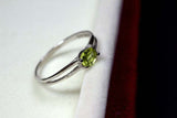 0.4ct Engagement Ring Oval Cut Green Peridot Split Shank 14k White Gold Finish