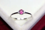 0.3ct Engagement Ring Oval Cut Pink Ruby Trilogy Minimalist 14k WhiteGold Finish