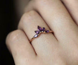 1.5ct Marquise Cut Purple Amethyst Engagement Ring Crown 14k Rose Gold Finish