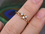 1.2ct Round Cut VVS1 Diamond Engagement Ring Floral Cluster 14k Rose Gold Finish