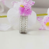 5ct Round Cut Diamond 5 Row Milgrain Eternity Wedding Band 14k White Gold Finish