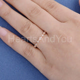 0.25ct Round Cut Moissanite Minimalist Women Wedding Band 14k Rose Gold Plated