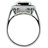 4Ct Emerald Diamond Emerald Vintage Art Deco Engagement Ring 18K White Gold Over
