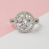 2.4ct Round Cut Moissanite Halo Split Shank Engagement Ring 14k WhiteGold Plated