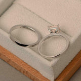 2ct Engagement Ring Princess Cut Peach Morganite Bridal Set 14k WhiteGold Finish