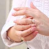 2ct Emerald Cut Simulated Peach Morganite Three Stone Ring 14k YellowGold Plated