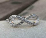 1.5ct Round Cut Diamond Engagement Ring Infinity Promise 14k White Gold Finish