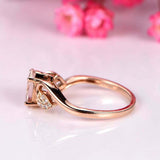1.7ct Oval Cut Peach Morganite Engagement Ring Leaf Design 14k Rose Gold Finish