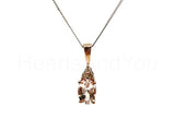 0.5ct Oval Simulated Peach Morganite Petite Pendant 14k RoseGold Plated NO CHAIN