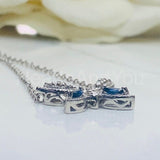 2ct Marquise Simulated Sapphire Butterfly Pendant Chain 14k White Gold Plated
