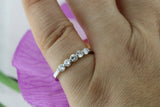 Classic Five Stone Wedding Ring Band 1ct Round Cut Diamond 14k White Gold Finish