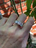 2.1ct Round Cut Moissanite Three Stone Engagement Ring 14k Yellow Gold Plated