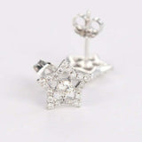 Open Star Design Stud Earrings 1.7ct Round Cut VVS1D Diamond 14k White Gold Over