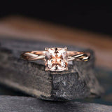 1ct Cushion Cut Morganite Infinity Solitaire Engagement Ring 14k RoseGold Finish