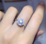 2.25ct Engagement Ring Round Cut Diamond Halo Solitaire 14k White Gold Finish