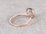 2.2ct Oval Cut Blue Aquamarine Halo Ring 14k Rose Gold Finish with Round Accents