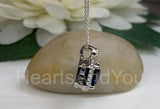 1ct Asscher Cut Simulated Blue Sapphire Halo Pendant Chain 14k White Gold Plated