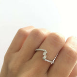 3Ct Round Cut Diamond Unique Swirl Two Stone Petite Ring 14K White Gold Finish