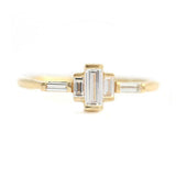 1ct Baguette Cut Diamond Engagement Ring 14k Yellow Gold Finish Geometric Petite